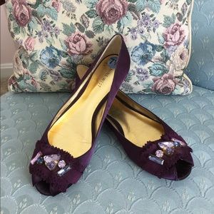 Nine West, Silk Jeweled Flats (7.5)